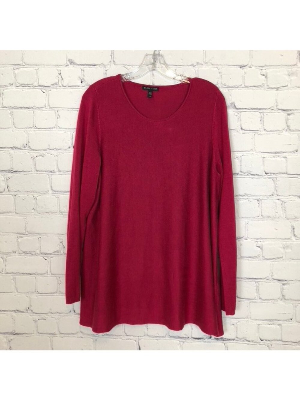 Eileen Fisher Tencel Silk Sweater Tunic Size L Raspberry Pink